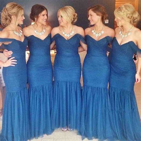 blue and gold bridesmaid dresses.